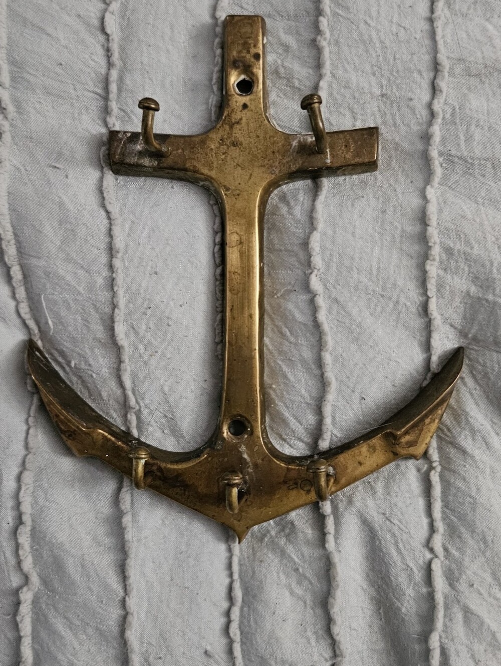 Brass Anchor Wall Hook - Gold Anchor Coat Hanger Keys Pet Lease